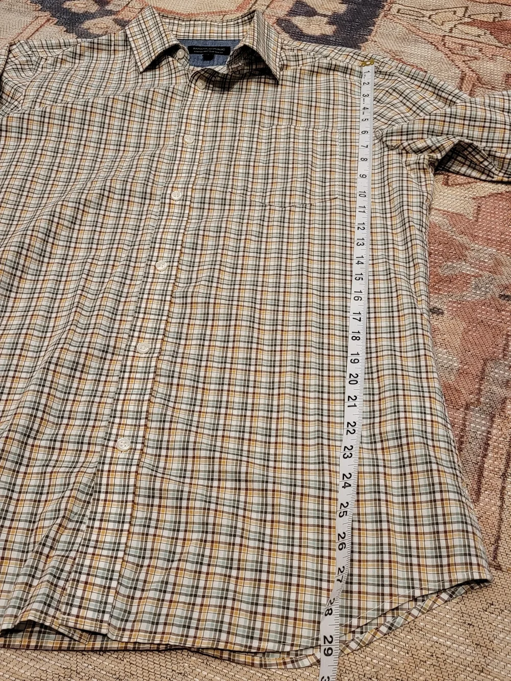 Banana Republic Men's Beige Plaid Dress Shirt
